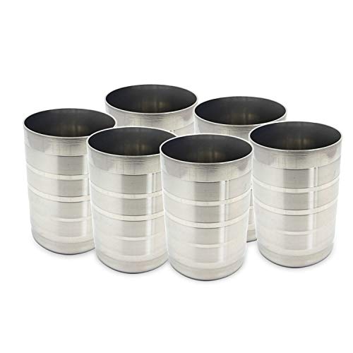 IndiaBigShop Confezione da 6 bicchieri in acciaio inox di qualità Premium Bicchieri da acqua infrangibili, impilabili, bicchieri in metallo spazzolato, bicchieri da birra per la refrigerazione, per viaggi, all'aperto, campeggio e tutti i giorni