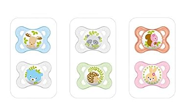 MAM Sucette Décor "Cœur" - de 0 à 6 mois - Silicone - Lot de 2 sucettes en boîte de stérilisation - coloris aléatoire