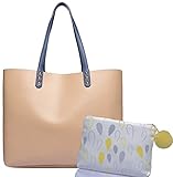 Shopper Henkel Trage Einkaufs Tasche, City Damenhandtasche, absolut im Trend, als Geschenk- Set mit kleinem Kosmetik Beutel aus Segeltuch gefertigt