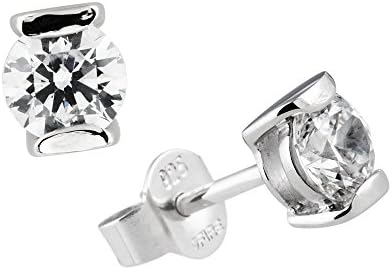 Diamonfire Women's Stud Earrings - 925 Sterling Silver-White Carats Line Zirconia 1258 / 62 / 1/082 Women "s