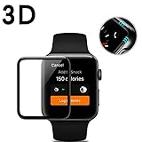 vevice Displayschutzfolie für Apple Armbanduhr 42 mm, iWatch gehärtetem Glas Bubble Display Gratis Folie Full Deckung Gebogene Kante für iWatch Serie 3, Serie 2, Serie 1 (42 mm, schwarz)