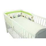 3-tlg. Bettset Baby Bettwäsche mit Nestchen Komplettset Eulen- und Tiermotive Bettausstattung / Made in EU - 4