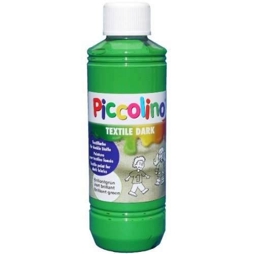 Textilfarbe für dunkle Stoffe, Brillantgrün 250ml - Piccolino Textile Dark - Stoffmalfarbe Textilmalfarbe hochdeckend