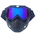 Produktbild Blisfille Dräger Schutzbrille Motorradmaskenbrillenpersönlichkeit Retro Halber Sturzhelmgesichtsschutz Offroad Schutzbrillen Männer Und Frauen Ski Fahren Horizontal Black Multicolor Damen Herren