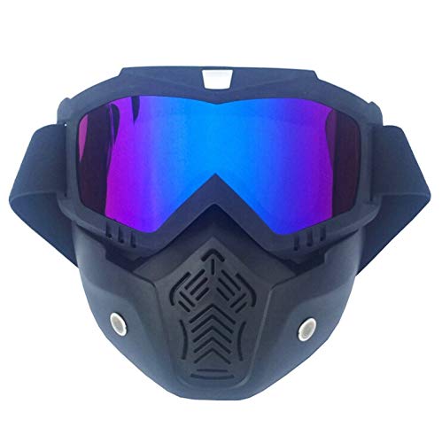 Preisvergleich Produktbild Blisfille Dräger Schutzbrille Motorradmaskenbrillenpersönlichkeit Retro Halber Sturzhelmgesichtsschutz Offroad Schutzbrillen Männer Und Frauen Ski Fahren Horizontal Black Multicolor Damen Herren