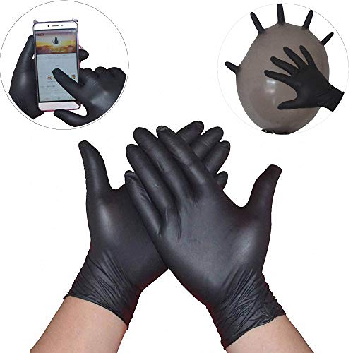 Preisvergleich Produktbild Haol Bequeme Gummi-Einweg-Mechaniker Nitril-Handschuhe Schwarz,300Pcs,M