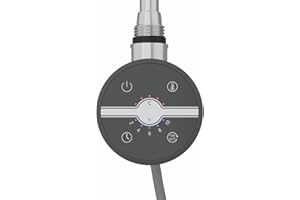 Warmehaus Touch Screen Thermostatic Electric Heating Element with Timer LCD Display Dual Fuel for Bathroom Heated Towel Rails and Radiators Anthracite 150W