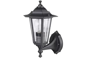 Bright Source Farol de jaula de 6 lados para exteriores, estilo tradicional de entrenador, IP44, negro, rosca Edison E27