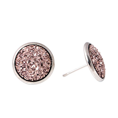 Womens Trendy Ear Pin Studs Coloured Sequin Earrings Cubic Zirconia Silver Stud Earrings Birthday Gift BY FATCHOT