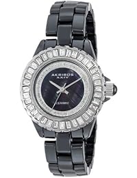Akribos XXIV AK518SSB de las mujeres Baguette reloj de pulsera de cuarzo de cerámica por Akribos XXIV