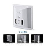 Albrillo LED Nachtlicht Steckdose Orientierungslicht mit 2x Dual USB-Anschluss, Dämmerungssensor, 10 LEDs, 3 Modi, Dimmbar - 3