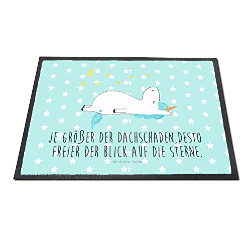 Mr. & Mrs. Panda Fußmatte Druck Einhorn Sternenhimmel – 100% handmade in Norddeutschland – Einhorn, Einhörner, Unicorn, Sterne, Dachschaden, Verrückt, Sternenhimmel, crazy, witzig, lustig Fussmatte, Fußmatte, Türvorleger, Schmutzmatte, Fussabtreter, Matte, Schmutzfänger Einhorn, Einhörner, Unicorn, Sterne, Dachschaden, Verrückt, Sternenhimmel, crazy, witzig, lustig - 2