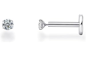 AWESOMEAPEX 925 Sterling Silver Tragus Helix Piercing Jewelry, Cartilage Earrings for Women, Flat Back Small Diamond Stud Earrings for Sensitive Ears