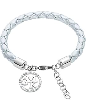GMK Collection by CHRIST Damen-Armband Edelstahl/Lederimitat 25 Zirkonia One Size, silber