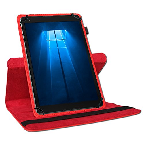 Tablet Schutz Hülle für Vodafone Tab Prime 6 / 7 aus hochwertigem Kunstleder mit Standfunktion 360° Drehbar kombiniert Schutz und Design Cover Case von NAUCI, Farben:Rot - 3
