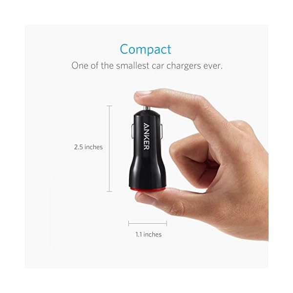 Anker PowerDrive 2 Auto Ladegerät 24W / 4.8A 2-Port USB Kfz Ladegerät Power IQ für iPhone XS/XS Max/XR/X/8/7/ iPad Pro/Air 2 /Mini, Note 5/4, LG, Nexus, HTC/Galaxy S7 / S7 Edge, Powerbank und mehr – Bild 3