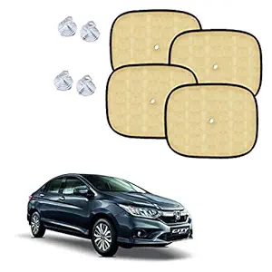 Car Adorable Beige Sun Shades for Side and Rear Window for Honda City i-VTEC (Set of 4)