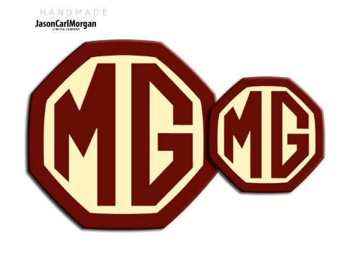 MG ZR OEM Insignias de inserción delantera y trasera MK2 (59 mm/95 mm), color borgoña y crema