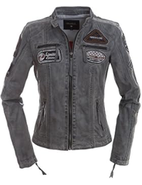 Albano Race in Grau Damen Lederjacke im Racing-Look, Größen 36-44