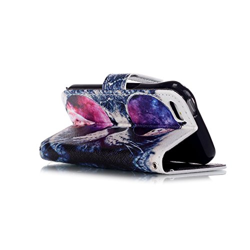 TOYYM iPhone 5 5s SE Lederhülle,iPhone 5/5s PU Ledercase Tasche Hüllen,iPhone SE Schutzhülle Case Scratch-Resistant Magnetverschluss,Premium Schutzhülle Wallet Case Kreative Muster Design Etui Brieftasche Ledertasche mit Handschlaufe im Bookstyle Cover Schale mit Standfunktion Etui Karten Slot+1x Kapazitive Feder+1x Staubstecker,Gläser Kat - 2