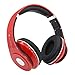 Produktbild samLIKE Noise Reduction Headphone, Bluetooth Kabellos HiFi-Kopfhörer Metallisches Surround Sound Headset mit Mikrofon Speaker für iPhone,Android Smartphones PC und MP3 Players usw ( Rot)