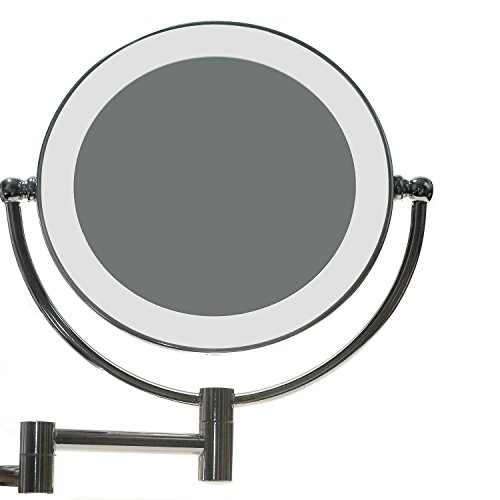 HIMRY® LED Slim KosmetikSpiegel 8,5 Zoll, 10x Vergrößerung, Stufenlos einstellbare Helligkeit, mit EU-Stecker. Wandspiegel, beleuchtedte Kosmetik Spiegel, Make-Up, Rasieren, Badezimmer Spiegel, Spiegel 360 ° drehbar, verstellbare Arm, doppelseitigen Standard und 10 Fach Vergrößerung, KXD3130-10x - 4