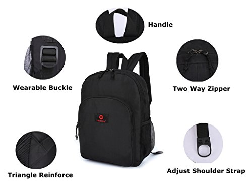 SLOTRA Business Schule Laptop Rucksack 14 Zoll Daypack Outdoor Reisen Studenten Sport Leicht Backpack Freizeit Schwarz - 4