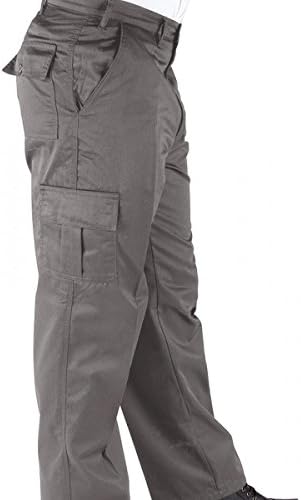 RK Deluxe Cargo Work Trousers Black/Navy/Charcoal (Various Sizes) Men's Combat Worker Trade with Button and Zip Fly Multi Pocket Workwear Pants (38" Waist/31 Leg, Charcoal Grey)