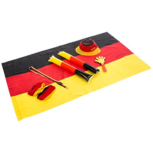Deutschland Fußball EM Fan-Set, 6-teilig mit Fan-Artikeln in Schwarz-Rot-Gold
