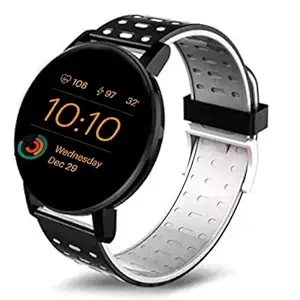Rhobos Smart Watch 1.3'' Full Touch Men Women Fitness Tracker Blood Pressure Heart Rate Monitor Lite Waterproof Exercise Smartwatch for All Boys & Girls (Black)