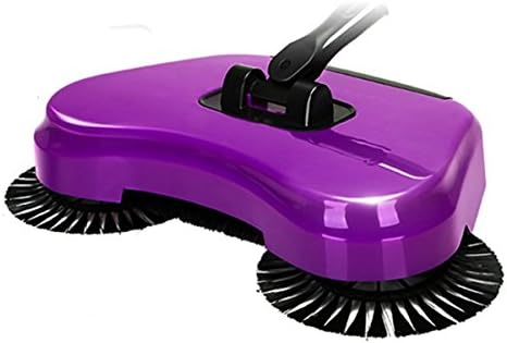 Sweeping Machine,Automatic Hand Push Sweeper Broom 360 Degree Rotating Cleaning Machine Sweeping Tool Without Electricity Dustpan Trash Bin, Purple