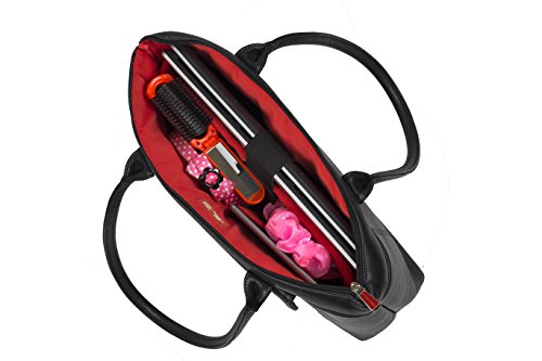 RIVACASE Tasche f  r Laptops bis 15 6    - Elegante Schultertasche f  r Damen aus hochwertigen PU-Leder und viel Stauraum - Schwarz