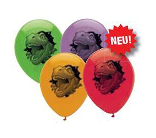 Dino Alarm Latexballon, Luftballon, 6 Stück, passend zur Dino Serie, Dinoparty, Dinosaurier, Dinosaurierparty, Mottoparty, 30 cm Durchmesser