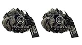 Hydrea Large Exfoliating Body Puff / Scrunchie /Buffer - Bath & Shower Twin Pack (Black & Cream)