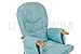 LUXURIOUS HUSH HUSH SOLID OAK WOOD GLIDER CHAIR WITH BABY BLUE CUSHIONS - NURSING GLIDER / ROCKER / ROCKING / MATERNITY / FEEDING CHAIR (With Locking Mechanism & Free Matching Footstool)