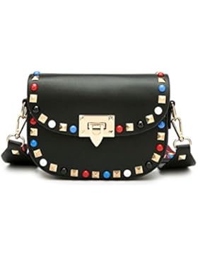 Umily PU Leder lässig Schultertasche Messenger Bag und Schultergurt aus farbigem Stoff 19-35 inch Strap