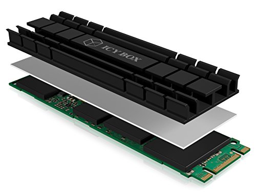 Icy Box m2hs de 701  Disipador para 1  x M 2  SSD  2280   aluminio  extra fino  5  mm   2  de silicona t  rmica leitpads  Negro