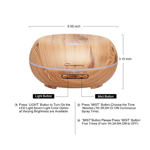 Aroma Diffuser 200ml Cozypony Luftbefeuchter Öl Diffusor Ultraschall Humidifier LED mit 7 Farben für Yoga Salon Spa Wohn-, Schlaf-, Bade- oder Kinderzimmer Hotel - 5