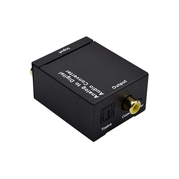 Analog zu Digital Audio Konverter, Ozvavzk RCA to Optical Toslink SPDIF Coaxial Audiowandler Converter mit Netzteil 5V/DC und Toslink kabel – Bild 3