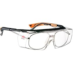 NoCry Over-Spec Lunettes de sécurité avec verres rayures enveloppante, avec certification ANSI Z87 et OSHA et branches réglables et protection contre les rayons UV 400, Noir et Orange