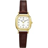 Certus 646523 Damen-Armbanduhr, Quarz, Analog, Zifferblatt weiß, braunes Lederarmband