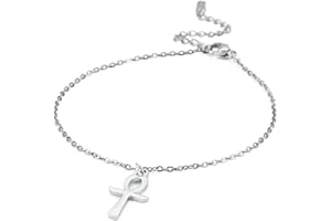 unift Ankh Cruz Pulsera de Tobillo Para las Mujeres Chica de Acero Inoxidable Egipcio Clave de la Vida Cruz Pulsera Tobillo Encanto de Ankh Cruz Amuleto de Joyería