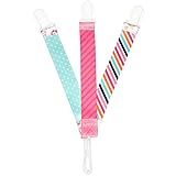 Liname Schnullerband Mit Clip Für Mädchen – 3 Stück Saugerband – Premium Qualität Universeller Schnuller Clip Für Alle Schnuller Mit Und Ohne Ring – Beidseitiges Modisches Design - 4