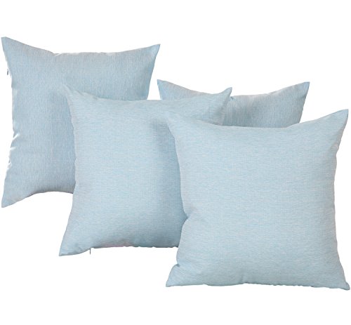 Deconovo 4er Pack Leinen kissenhülle Kissenbezüge Sofakissenbezug 40×40 cm Himmelblau - 8