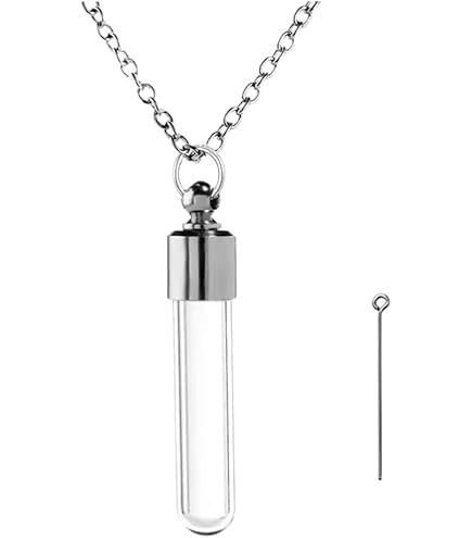 Collana Bottiglietta Portaceneri In Vetro E Acciaio, 60 Cm, Ciondolo Urna Commemorativo Per Ceneri E Ricordi