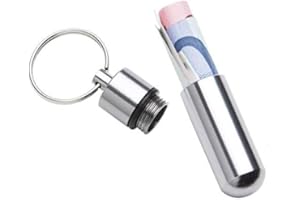 GOODS+GADGETS Caja de píldoras, cápsula de aluminio, llavero mini, impermeable, cápsula de aluminio, color plateado, altura: 45 mm