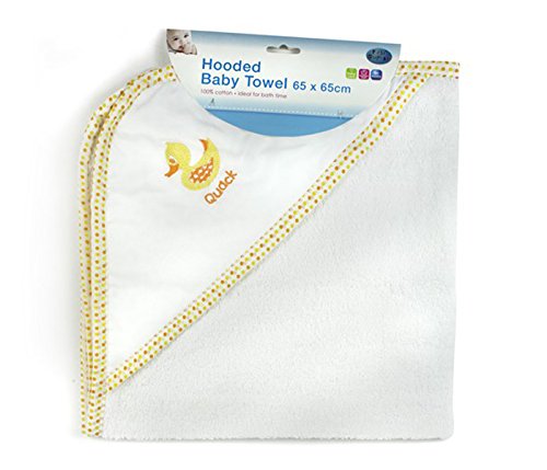 First Steps 100% Cotton Hooded Baby Towel with Cute Duck Design 65x65cm