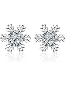 Ohrstecker Damen mädchen 925er Sterling Sliber mit Bling-Zirkonia schneeflocke Blumen Allergiker Elegante Ohrringe...