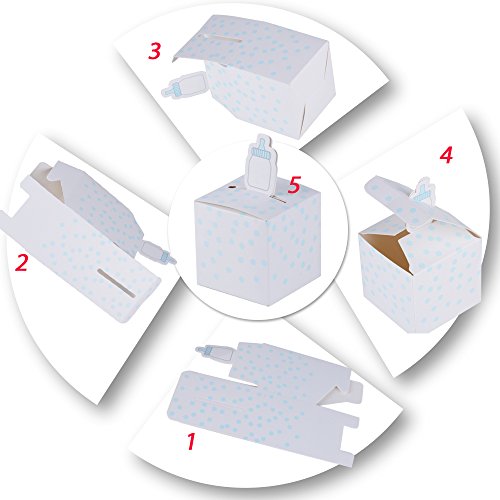 50 Stk. Gastgeschenk Box 5,3 x 5,3 x 5,3 cm Geschenkbox für Taufe, Baby Geburtstag usw. Pralinenschachtel süßigkeiten Bonboniere (Hellblau) - 3