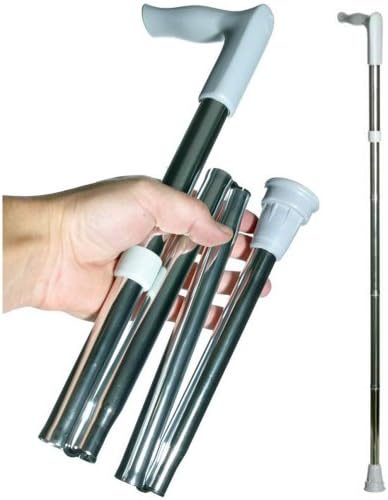 Walking Stick Adjustable - Folding Travel Cane - Walking Stick Ergonomic Folding - Walking Stick Extendable - Walking Cane Silver - 30-DAY MONEY BACK GUARANTEE